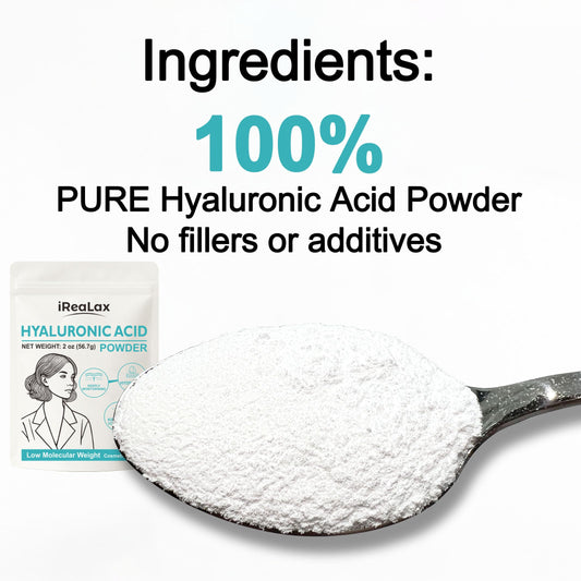 iReaLax Low MW Hyaluronic Acid Powder dissolves into a light, water-like solution for serums.