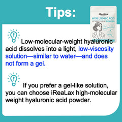 iReaLax powder comparison of low and high MW benefits for balanced moisture.