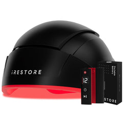 iRestore Elite front view showing full-head coverage for at-home therapy