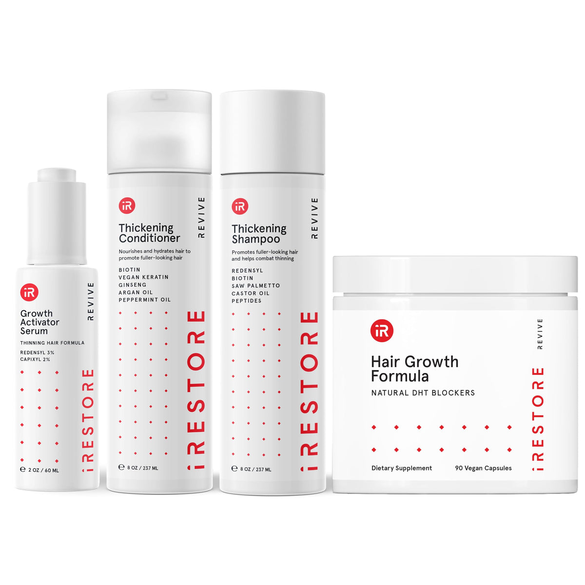 irestore max growth bundle front packaging shows complete system for fuller-looking hair