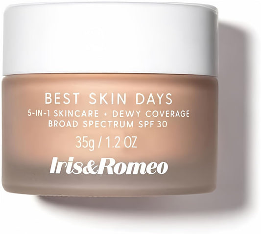 IRIS&ROMEO Best Skin Days SPF30 Shade 4 bottle with pump for easy application and hydration.