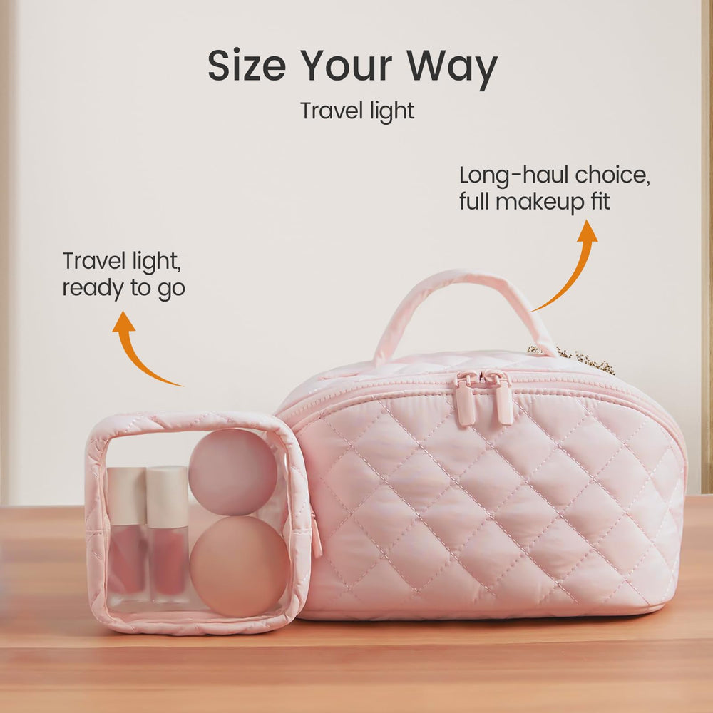 IrisCargo Puffy padded organizer offers structured storage for brushes and skincare.