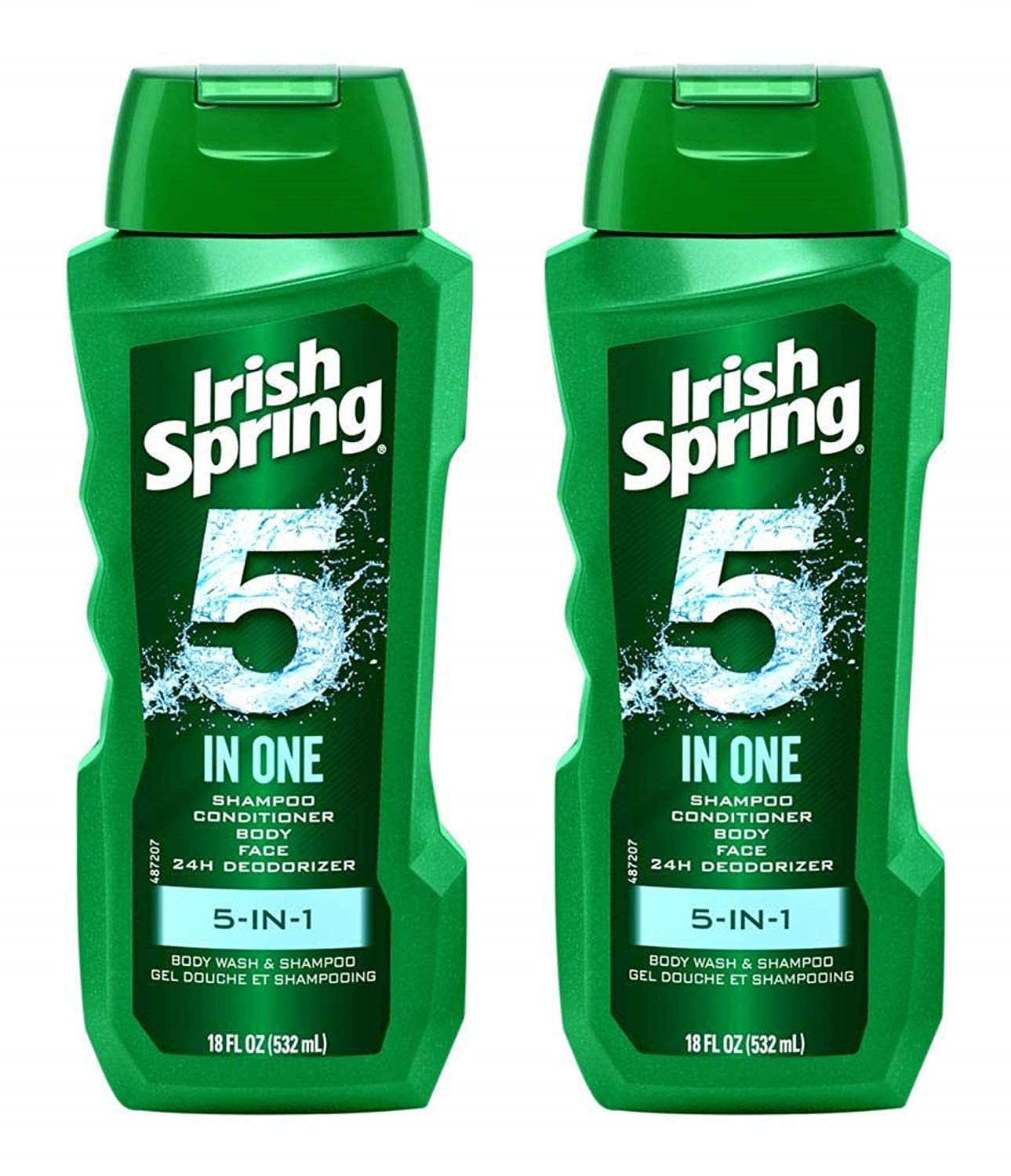 Irish Spring label closeup emphasizes fresh scent and gentle formula.