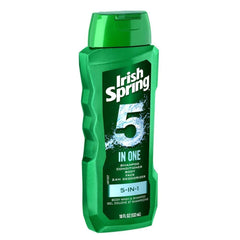 Irish Spring pack of 4 bottles shows convenient family-sized value.