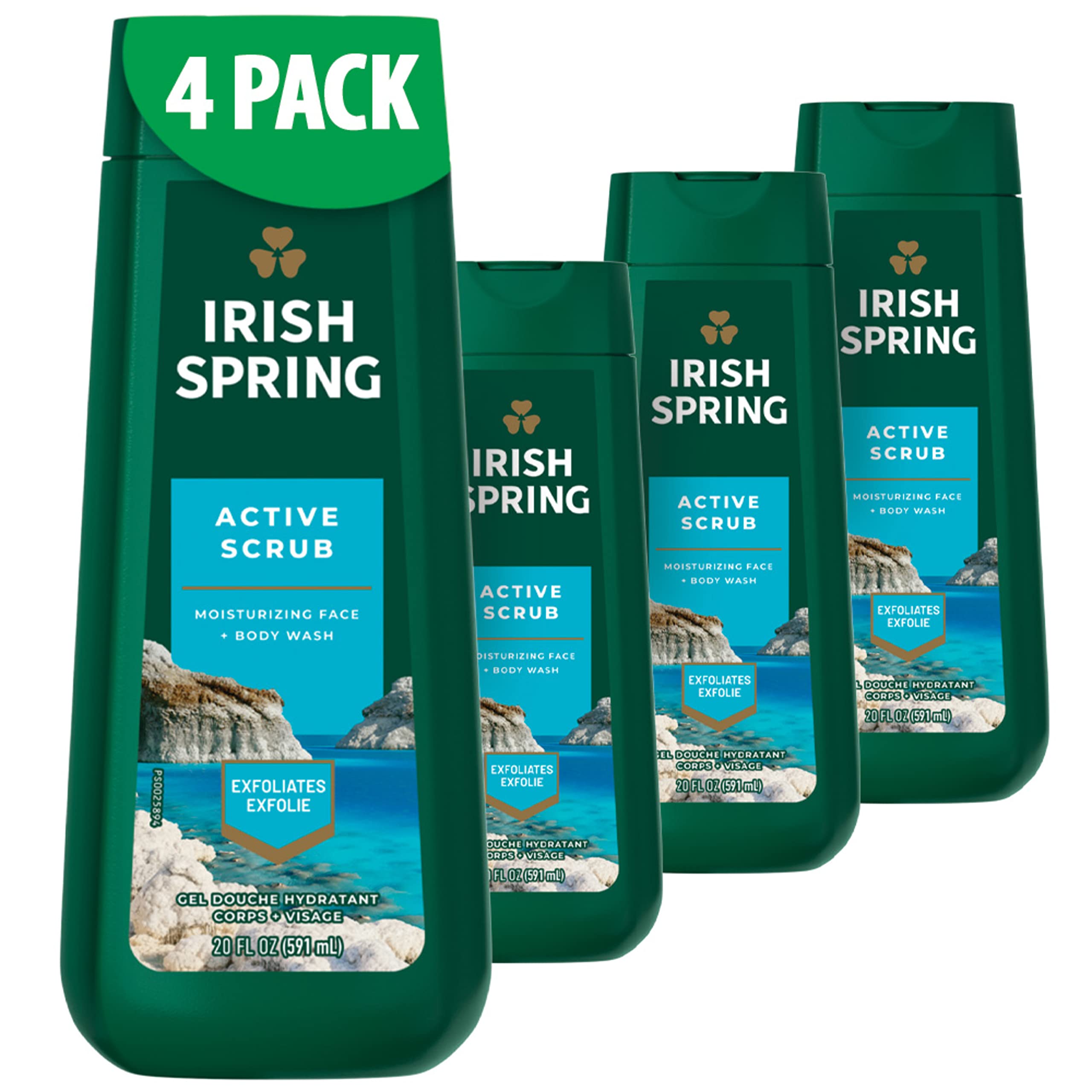 Irish Spring Active Scrub bottle pour shows easy application and refreshing scent