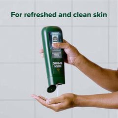 Irish Spring Charcoal Refresh suds cleansing skin during shower.