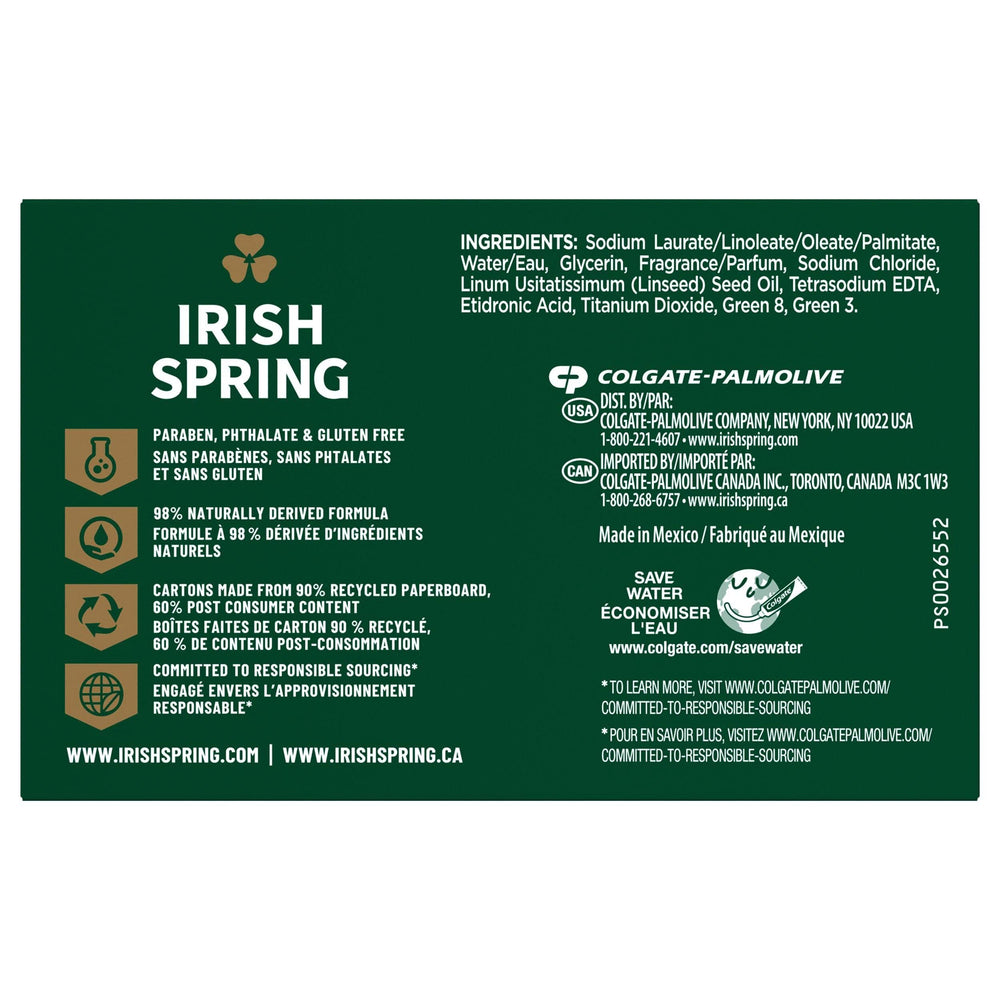 Irish Spring Original bar in shower creating rich lather for a refreshing morning routine.