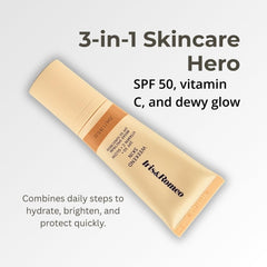 Texture swirl shows the sheer golden tint for a luminous finish on IRIS&ROMEO Weekend Skin SPF 50.
