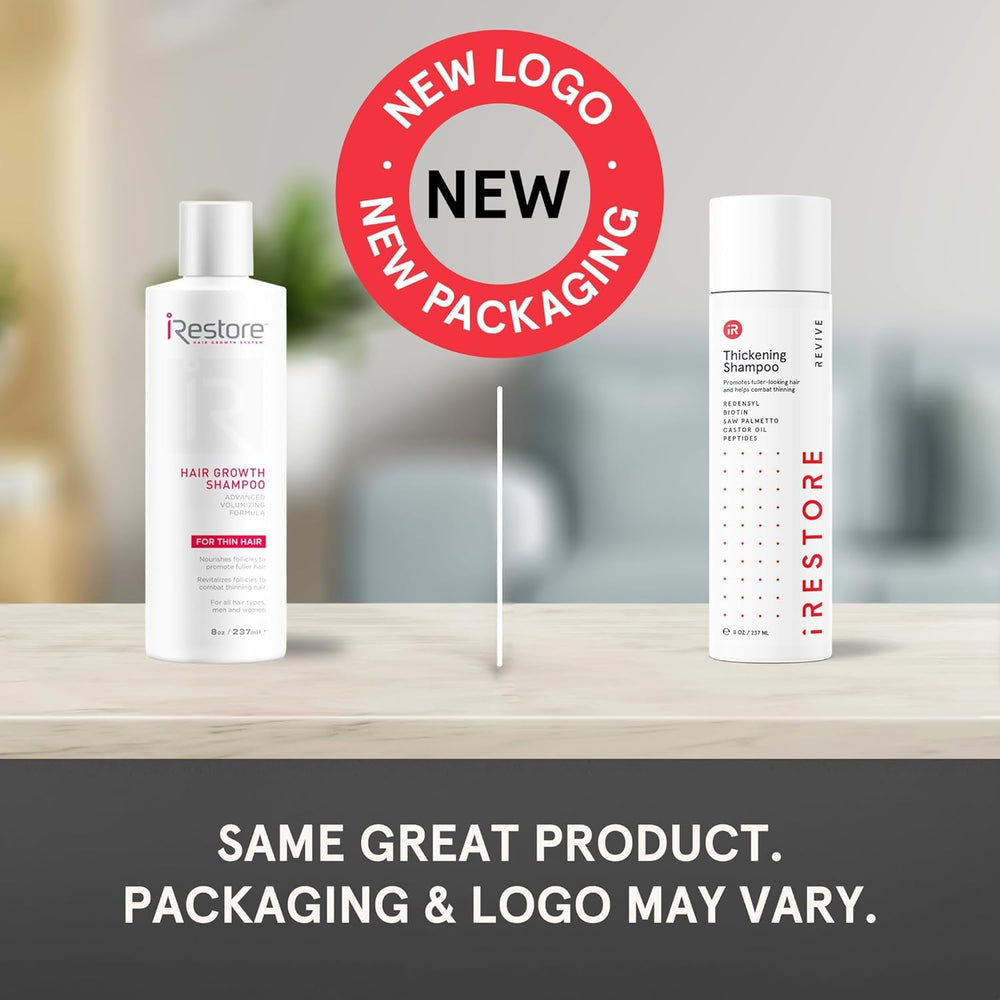 iRestore bottle beside towel and natural light suggests spa-like routine