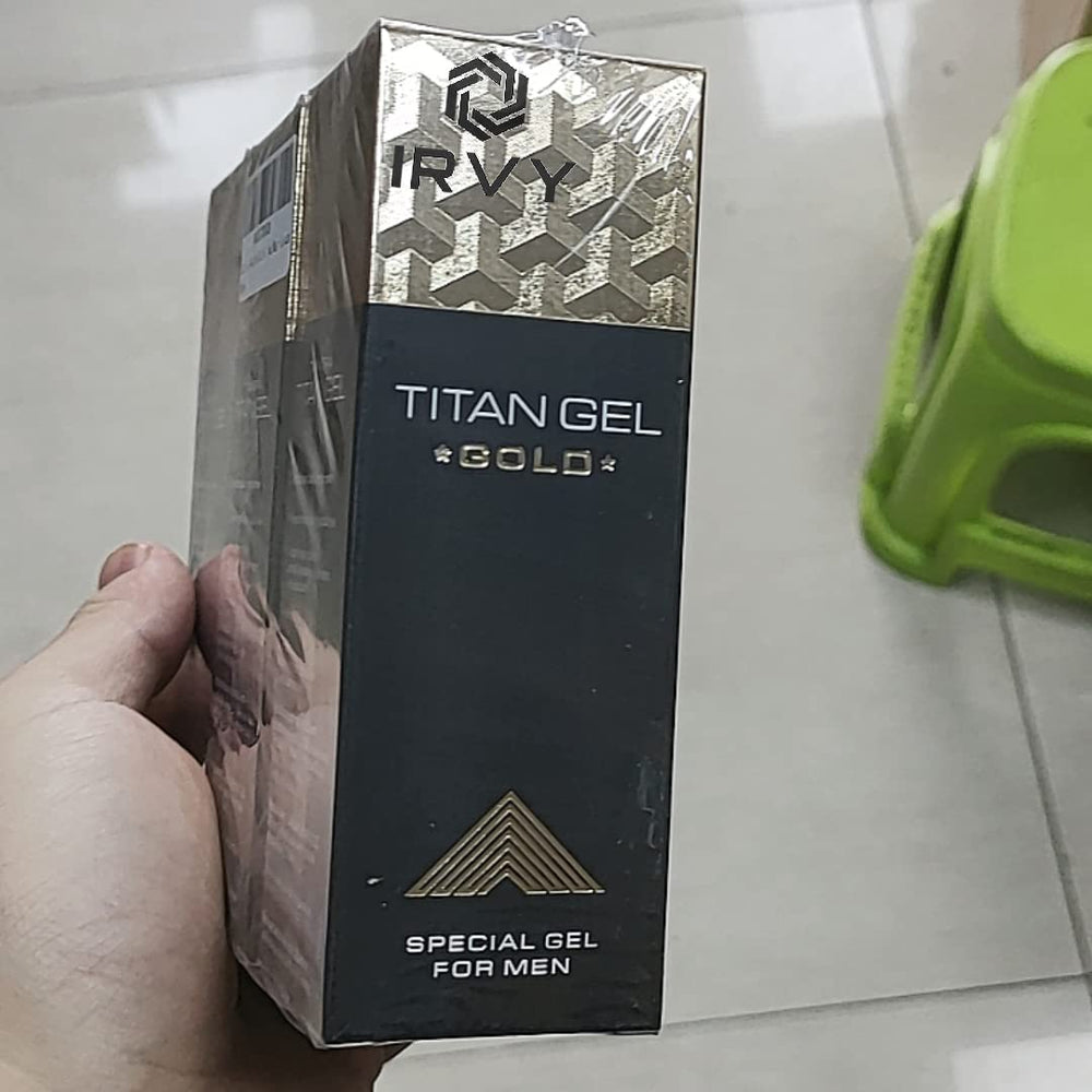 Irvy Titan Gel Gold lifestyle use suggesting a daily self-care ritual