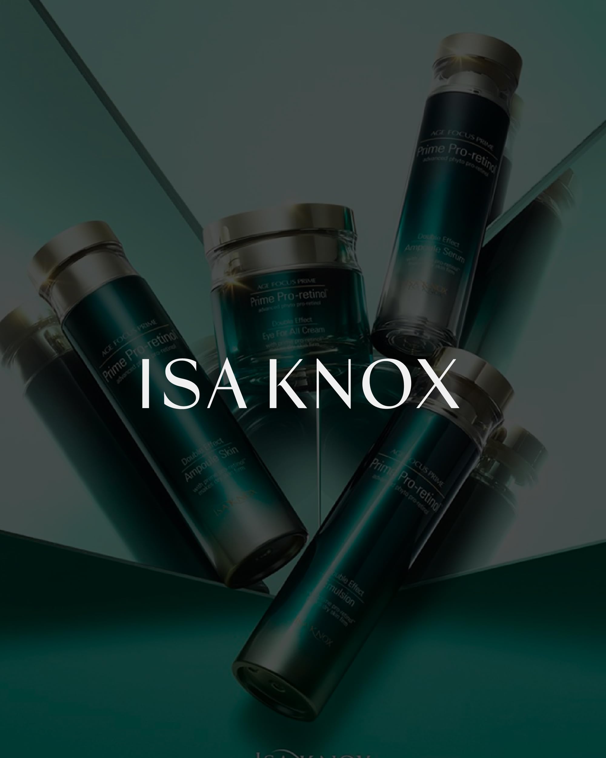Isa Knox Age Focus Prime Double Effect Packaging Box highlights premium skincare kit.