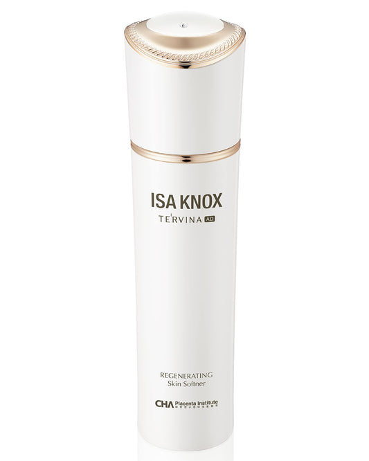 ISA KNOX TE'RVINA AD bottle close-up, premium packaging and hydrating skincare.