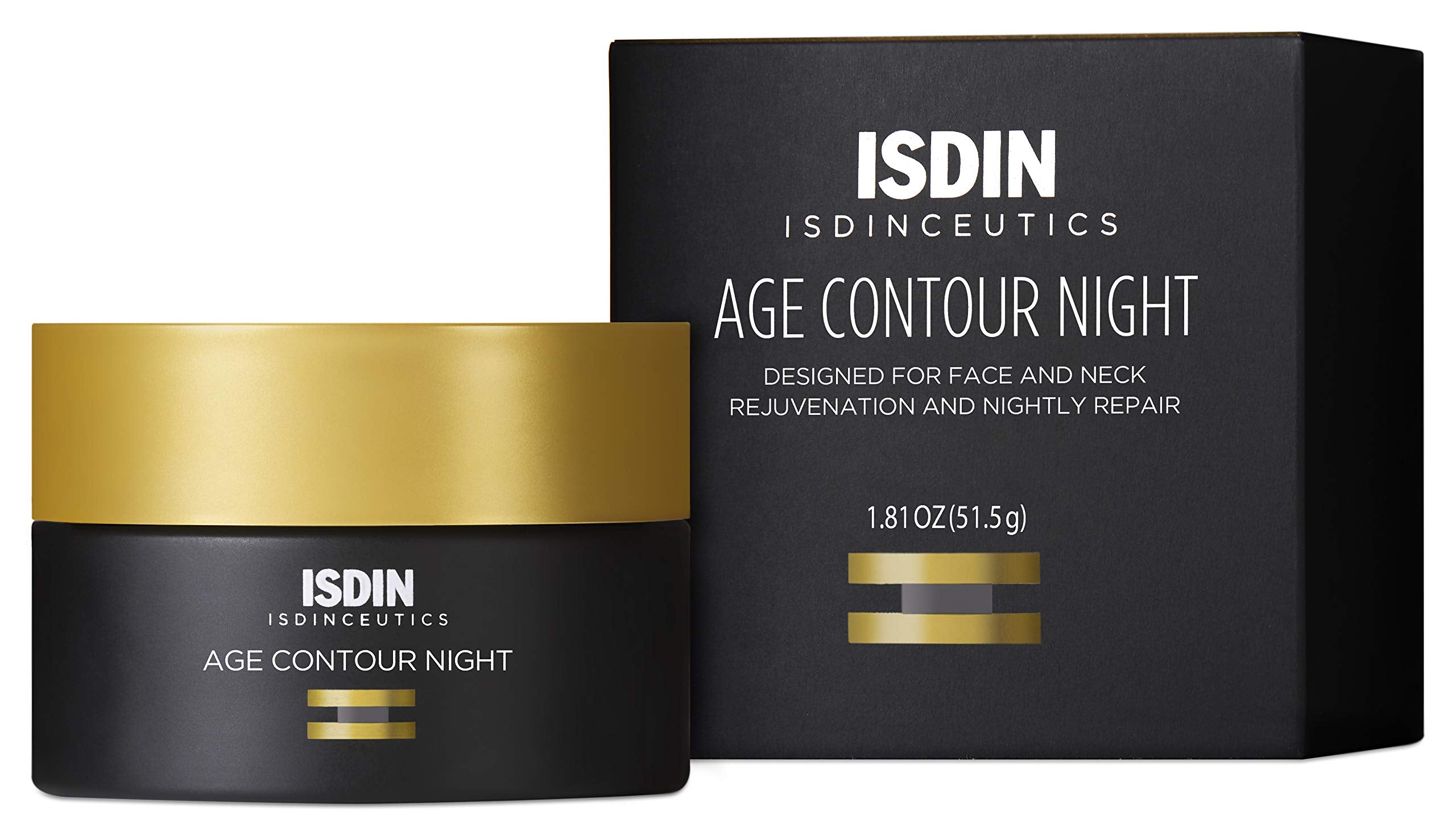 ISDIN Age Contour Night Cream jar shown for overnight hydration and renewal.