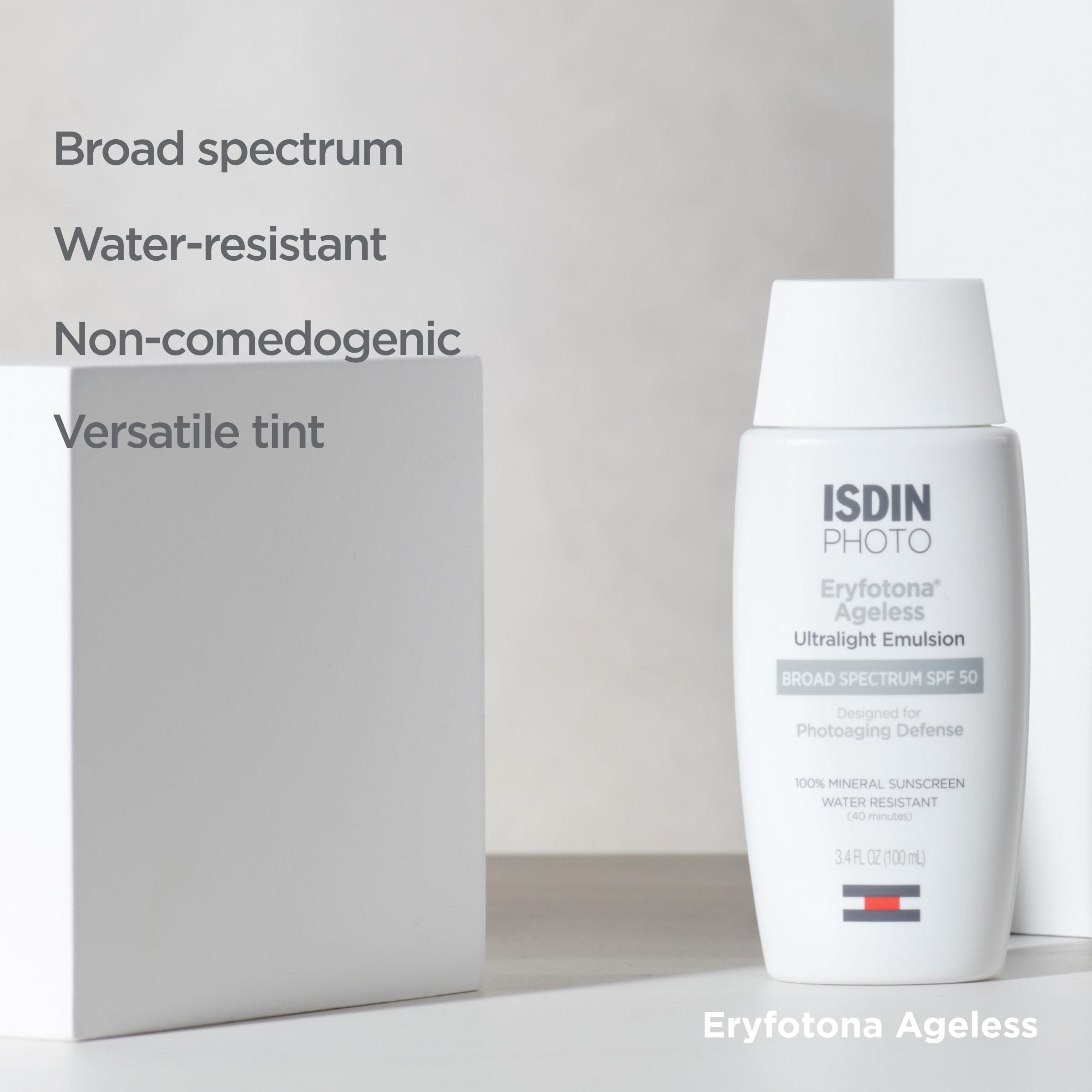 ISDIN Eryfotona Ageless bottle highlighting peptides and antioxidants
