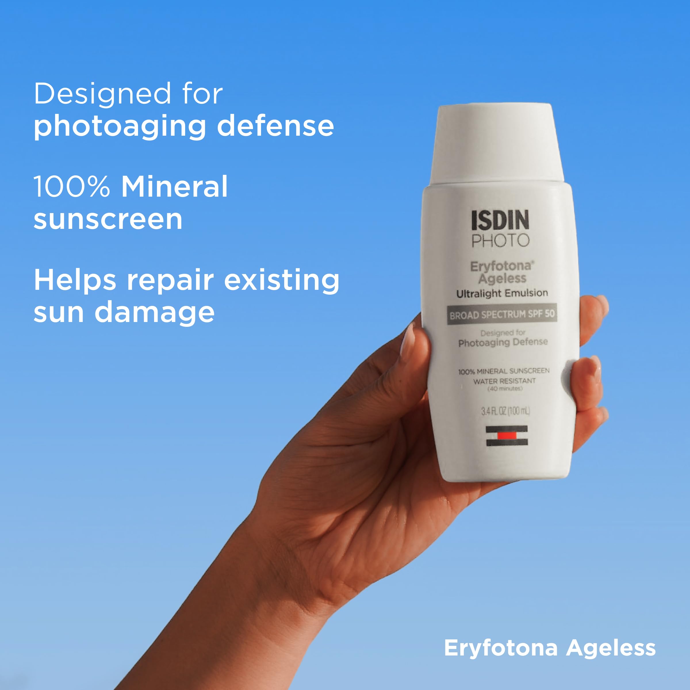 ISDIN Eryfotona Ageless tinted texture applied for a smooth finish