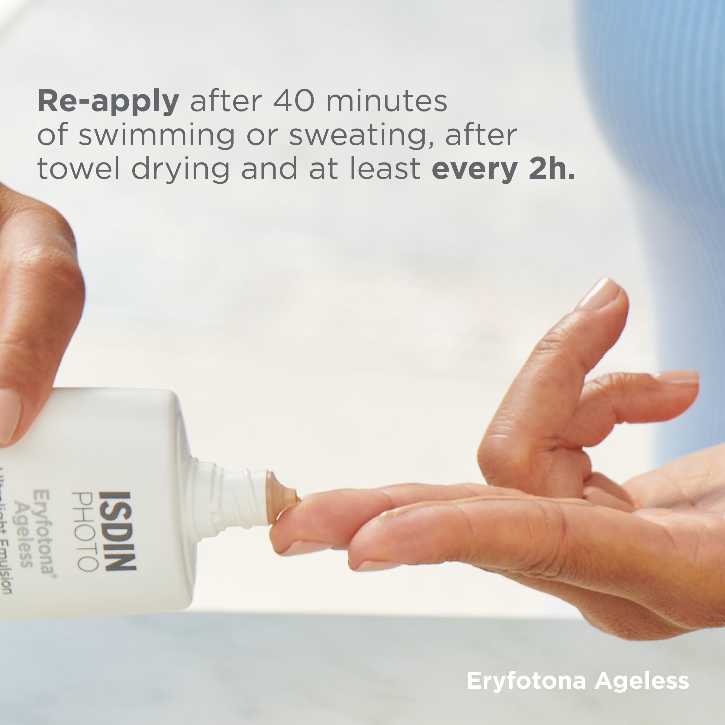 ISDIN Eryfotona Ageless application under makeup scenario