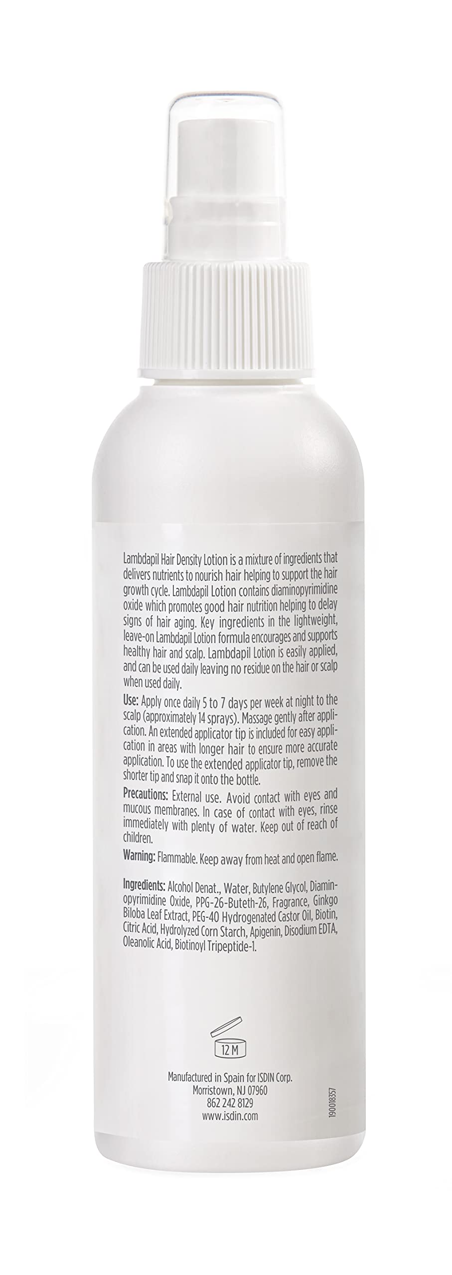 ISDIN Lambdapil scalp application steps demonstrating targeted thinning-area use