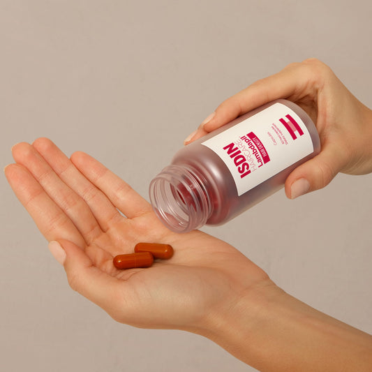 ISDIN Lambdapil packaging box highlighting gluten-free vitamin formula