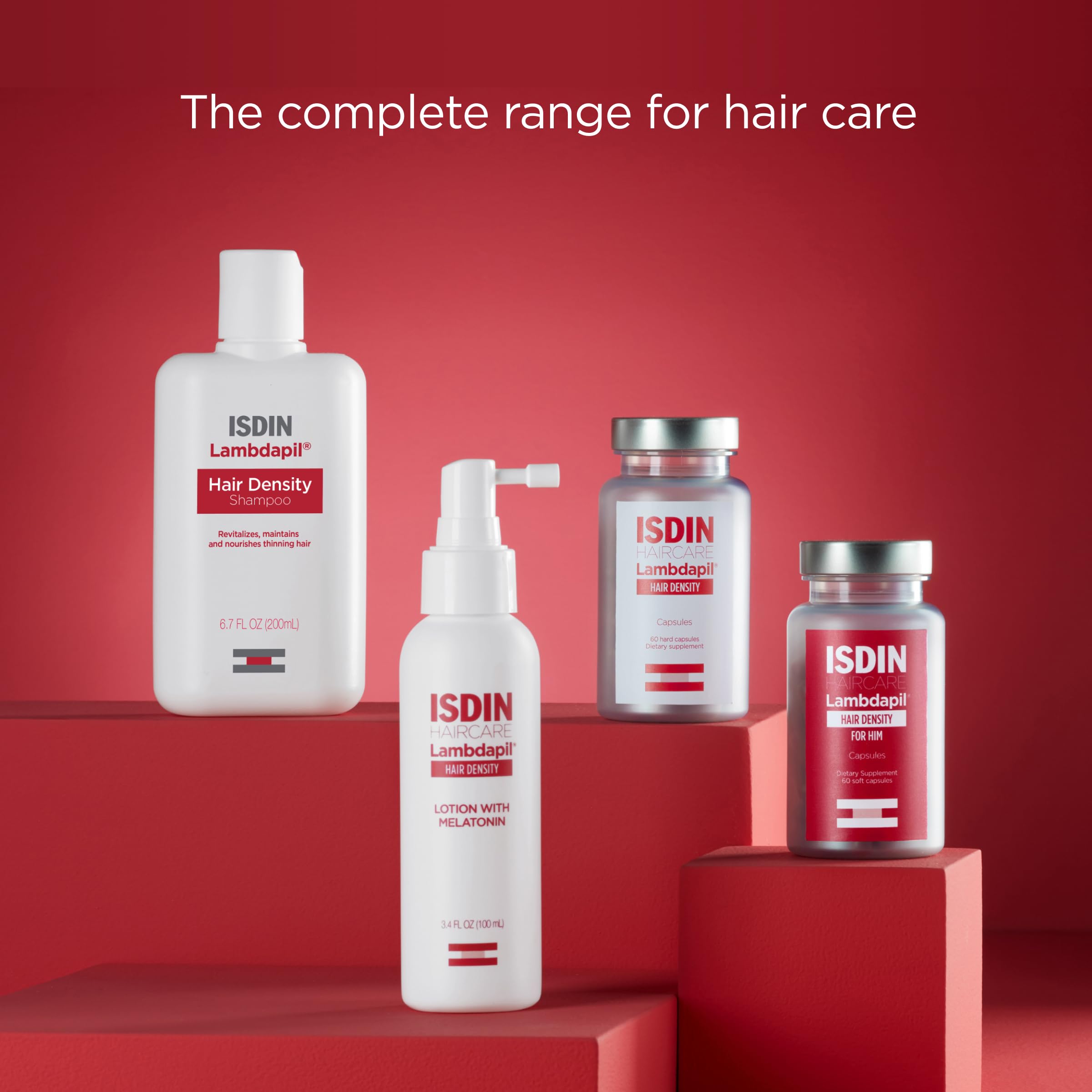 ISDIN Lambdapil packaging box on shelf emphasizes Spain-developed skincare