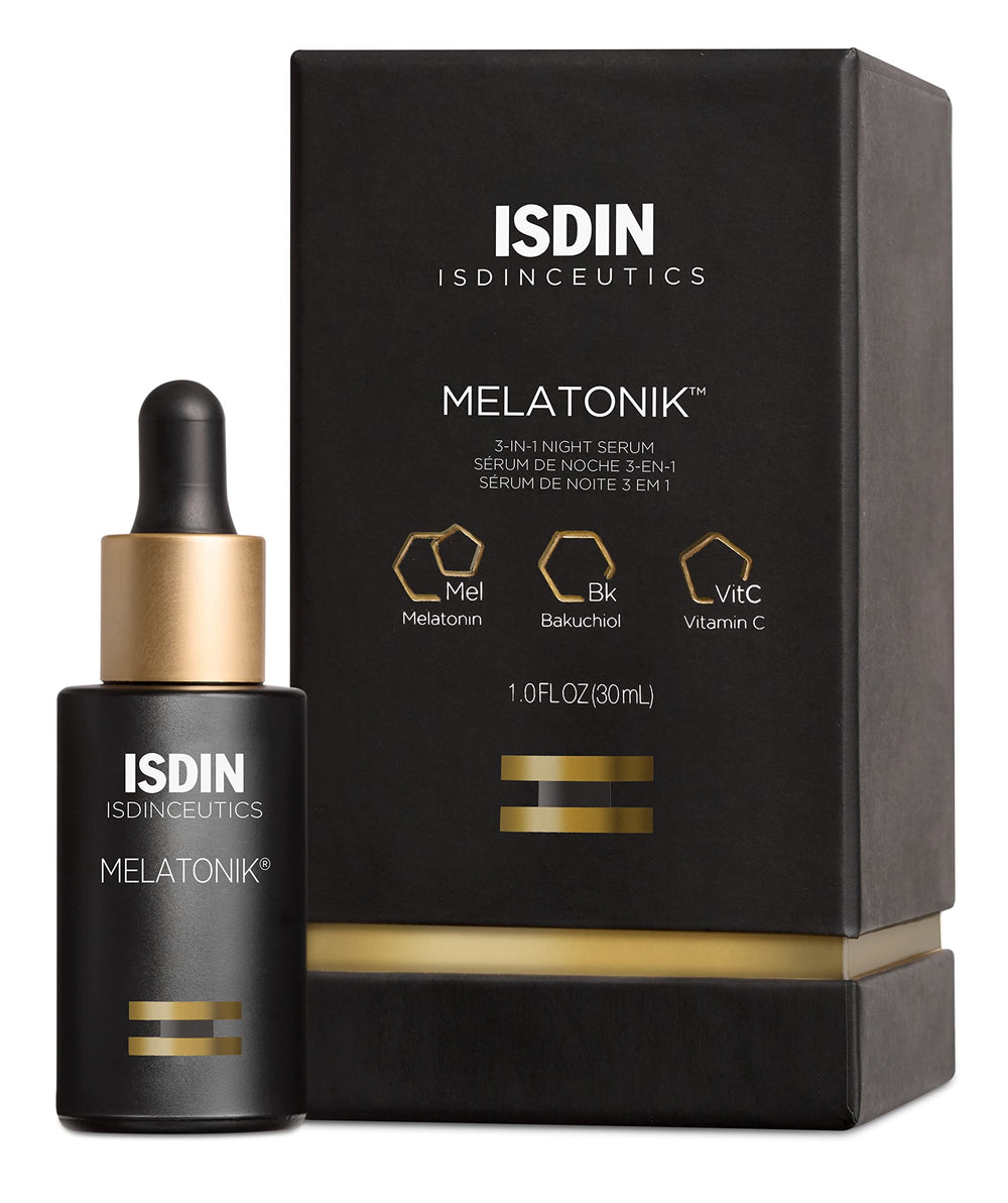 ISDIN Melatonik night serum bottle ready for nightly antioxidant repair routine.