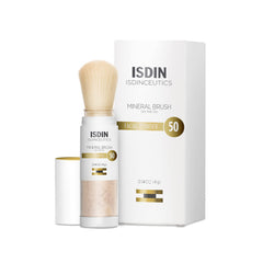 ISDIN Mineral Brush Powder applied on hand for even, lightweight coverage