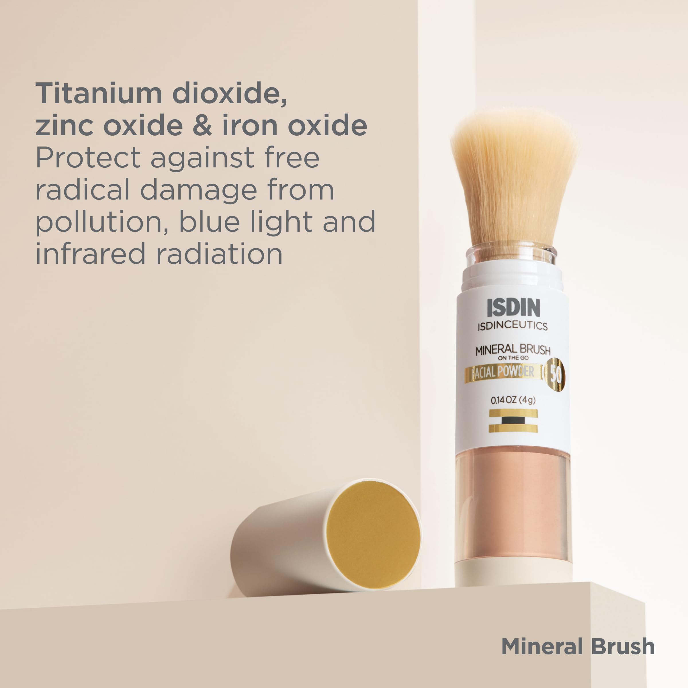 ISDIN Mineral Brush Powder applied in circular motions for activation