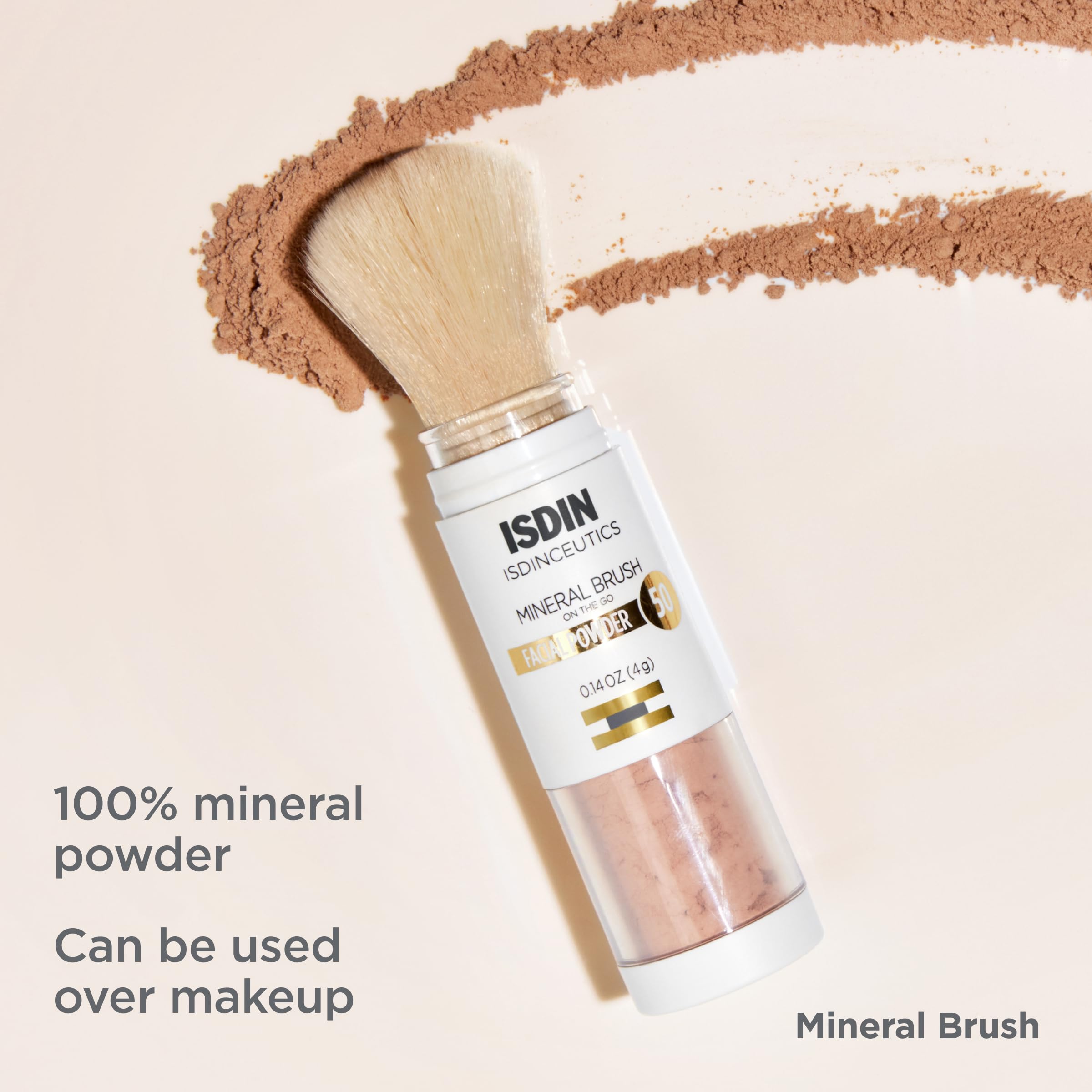 ISDIN Mineral Brush Powder lid open reveals brush and cap