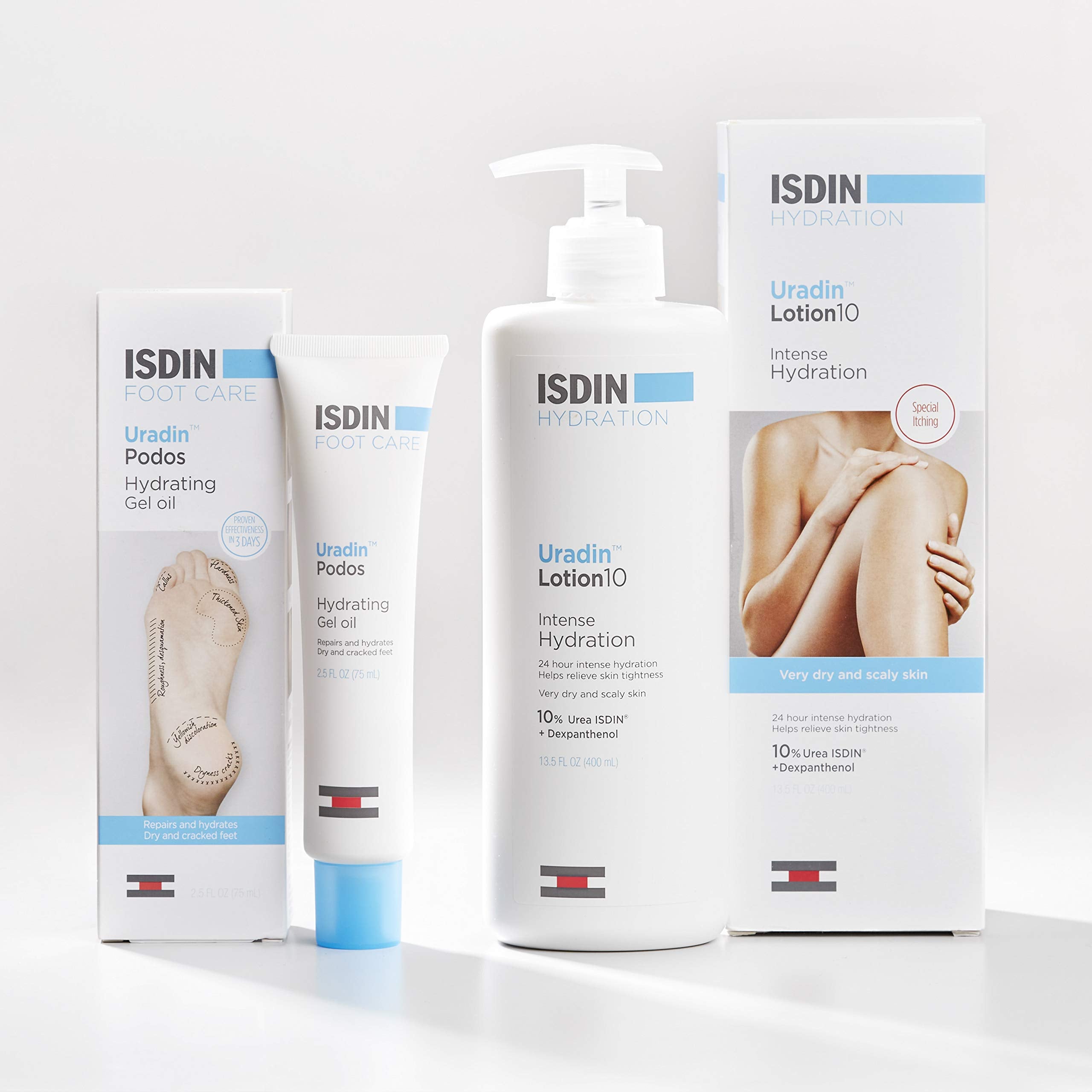 ISDIN Uradin Podos Gel Oil contains 10 percent urea for presence of hydration.