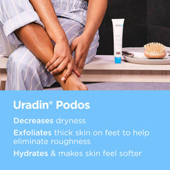 ISDIN Uradin Podos Gel Oil on heel crack area demonstrates smoothing action.