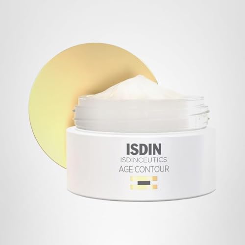 Nightstand setup with Isdinceutics Age Contour for nightly care.