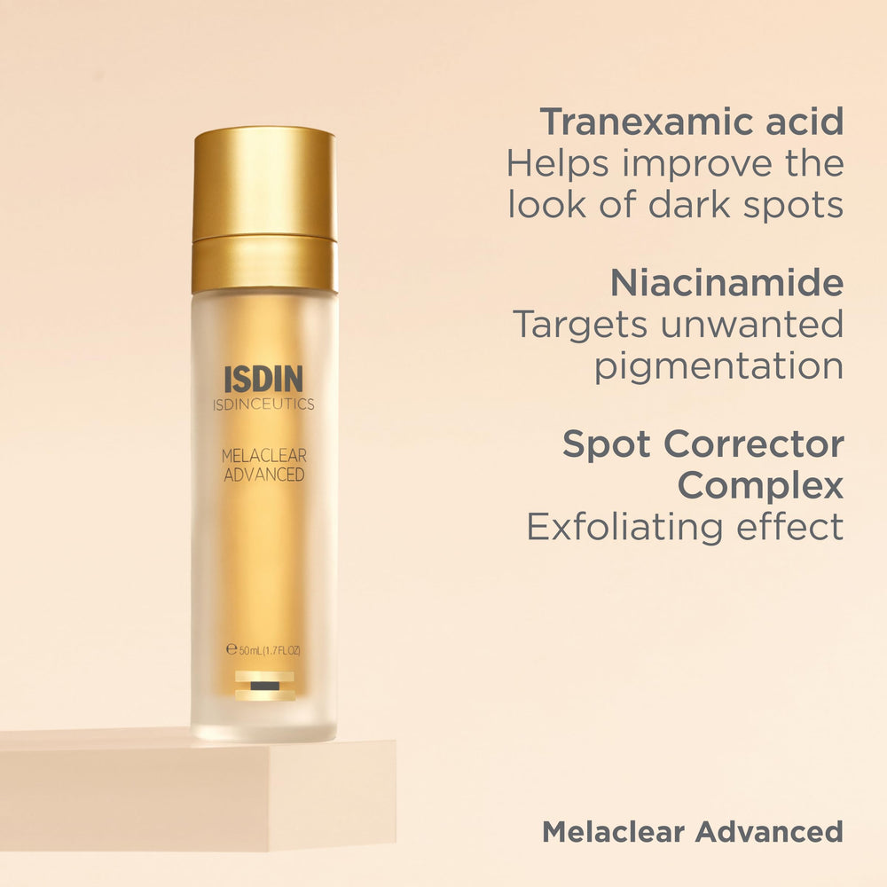 Melaclear Advanced spot corrector complex featured with skincare routine