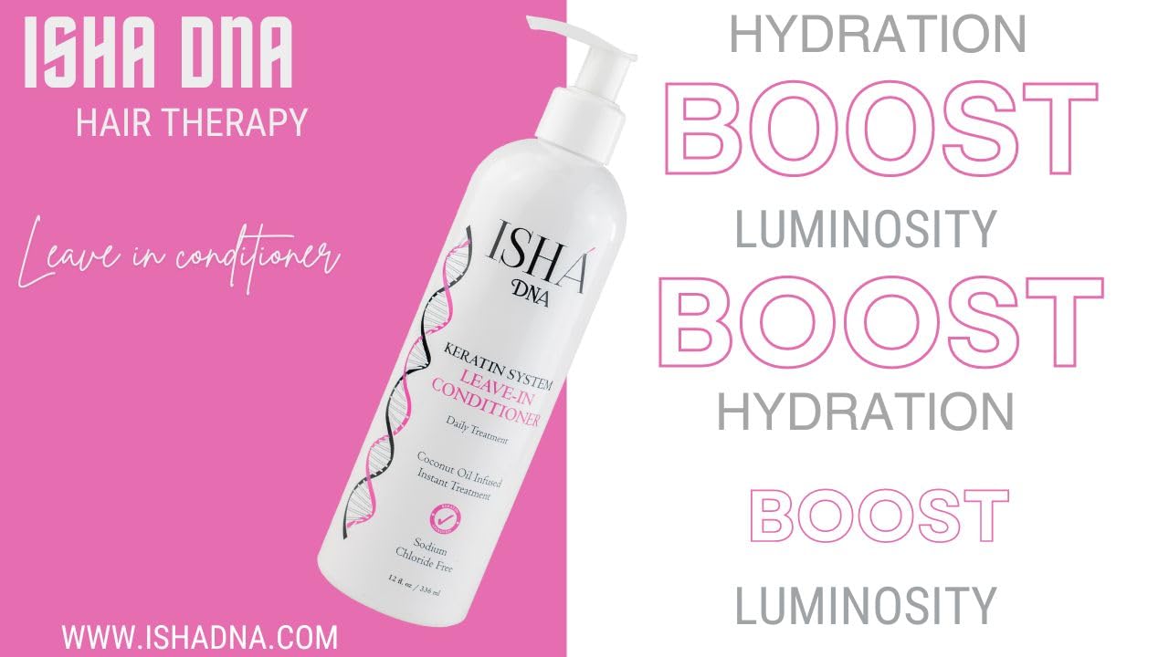 ISHA DNA Keratin Leave-In Conditioner application on hair shows smoothing and detangling