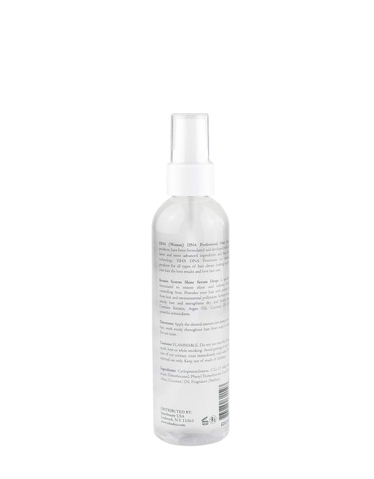 ISHA DNA Keratin Treatment System serum dropper close-up highlighting argan and coconut oil