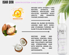 ISHA DNA Keratin Treatment System application on wet hair to reduce frizz and tangling