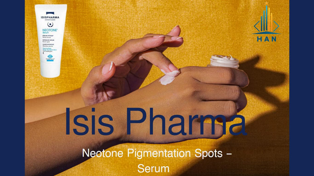 IsisPharma Neotone Serum application tip demonstrates a gentle nightly spot treatment routine.