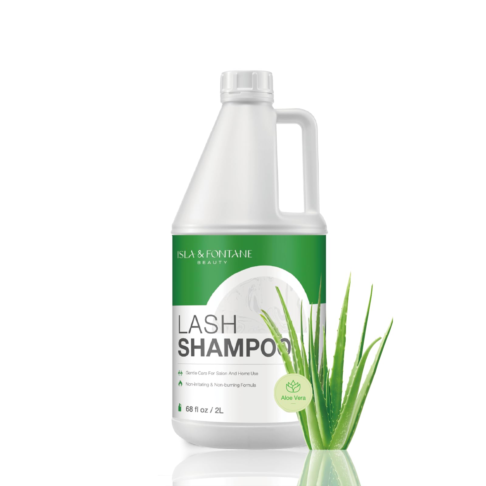 Isla & Fontane lash shampoo bulk bottle 2L, gentle cleansing for extensions.