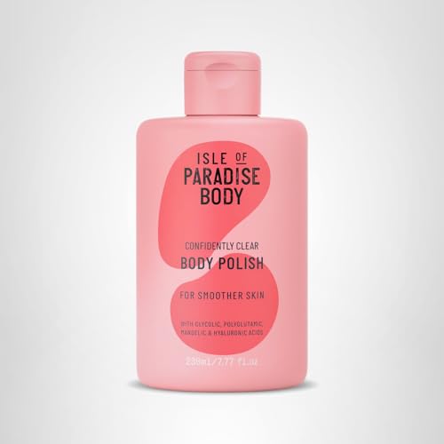 Isle of Paradise Confidently Clear Body Polish packaging shown with premium clean design for daily use.