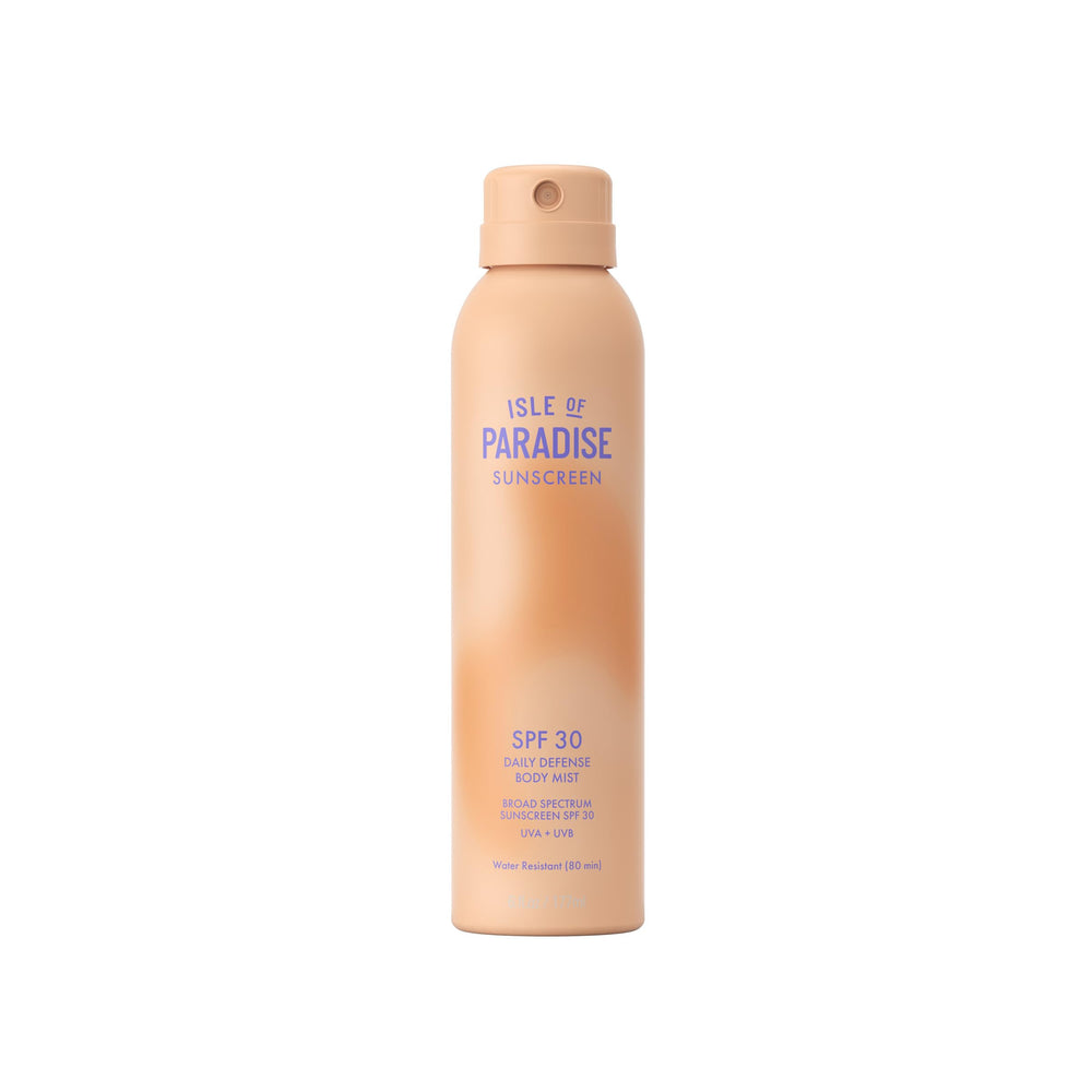 Isle of Paradise Daily Defense bottle front with SPF 50 and lightweight finish.