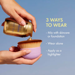 Isle of Paradise Sunny Serum Champagne on face delivers instant illumination.