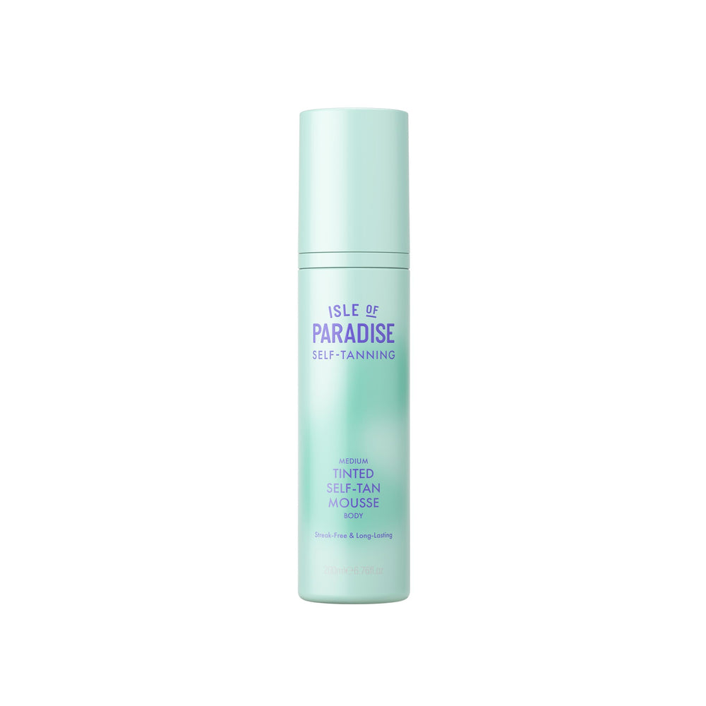 Isle of Paradise tinted self tanning mousse application ensures smooth, streak-free coverage.