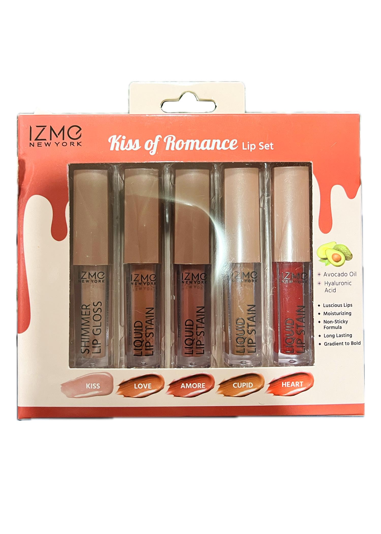 IZME New York Kiss of Romance Lip Set with silky lip stains and gloss for moisturizing color.
