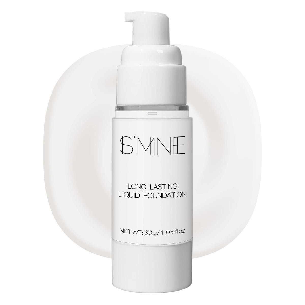 IS'MINE white liquid foundation bottle-pump for mess-free dispensing.
