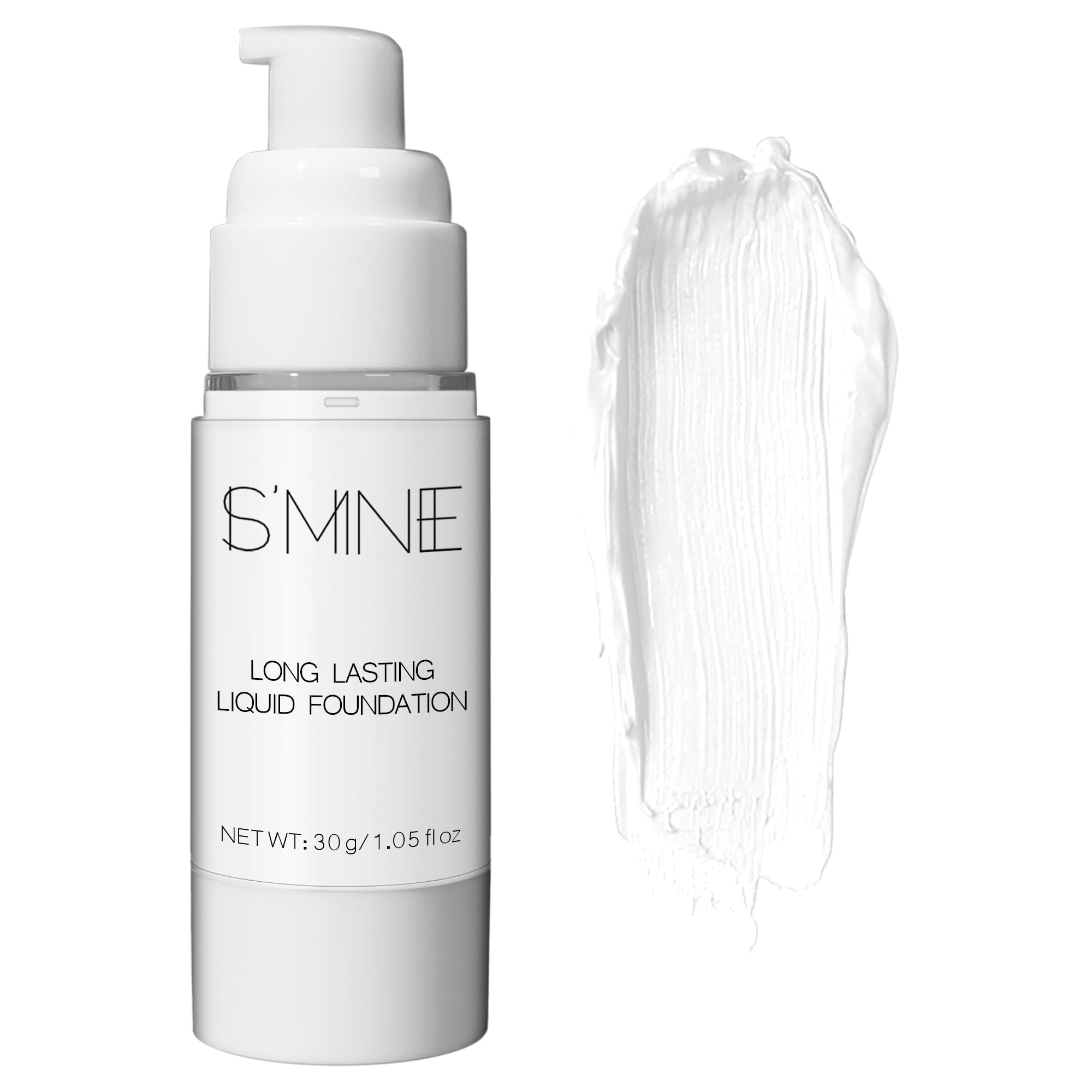 IS'MINE white foundation on face application demonstrates lightweight blendable texture.