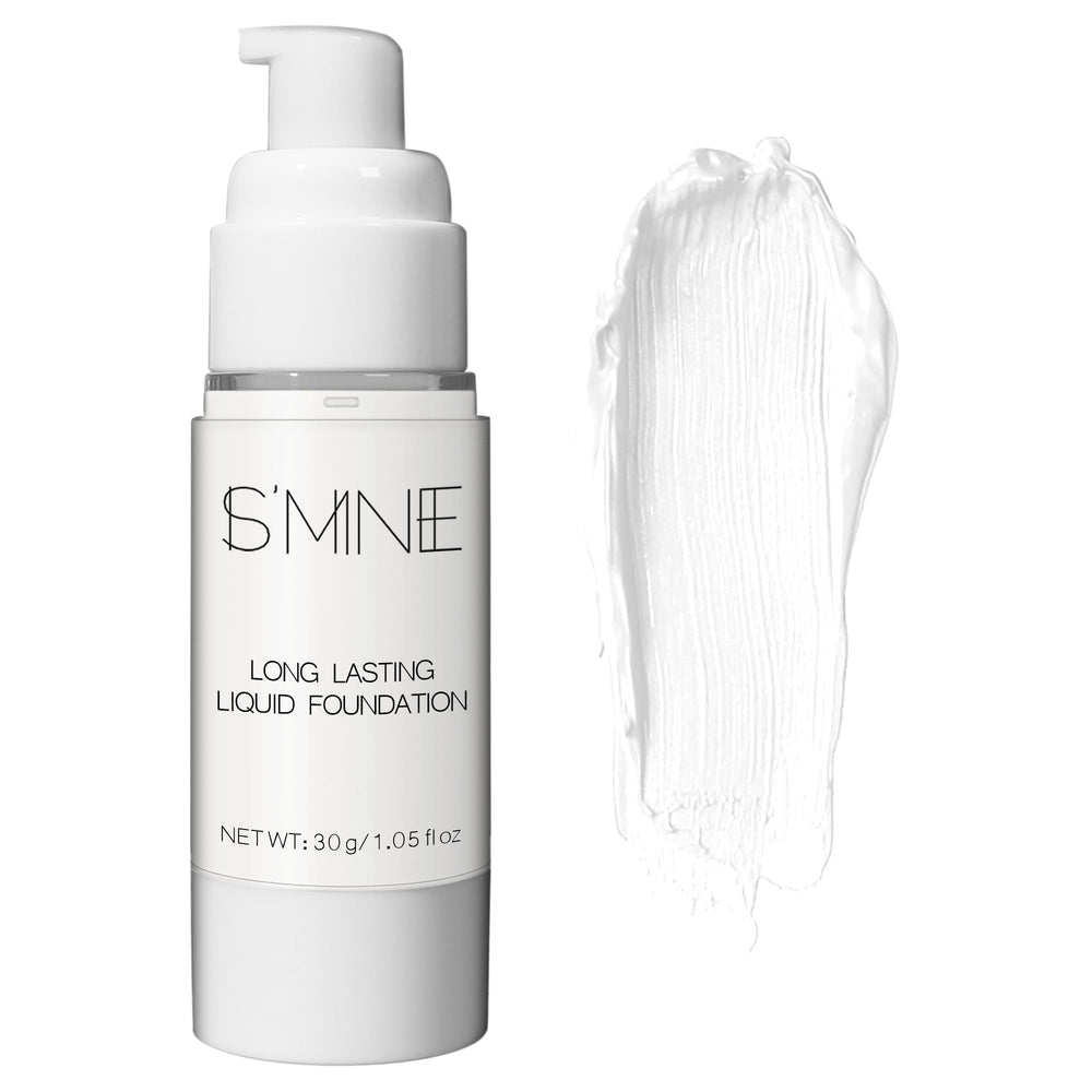 IS'MINE white foundation on face application demonstrates lightweight blendable texture.