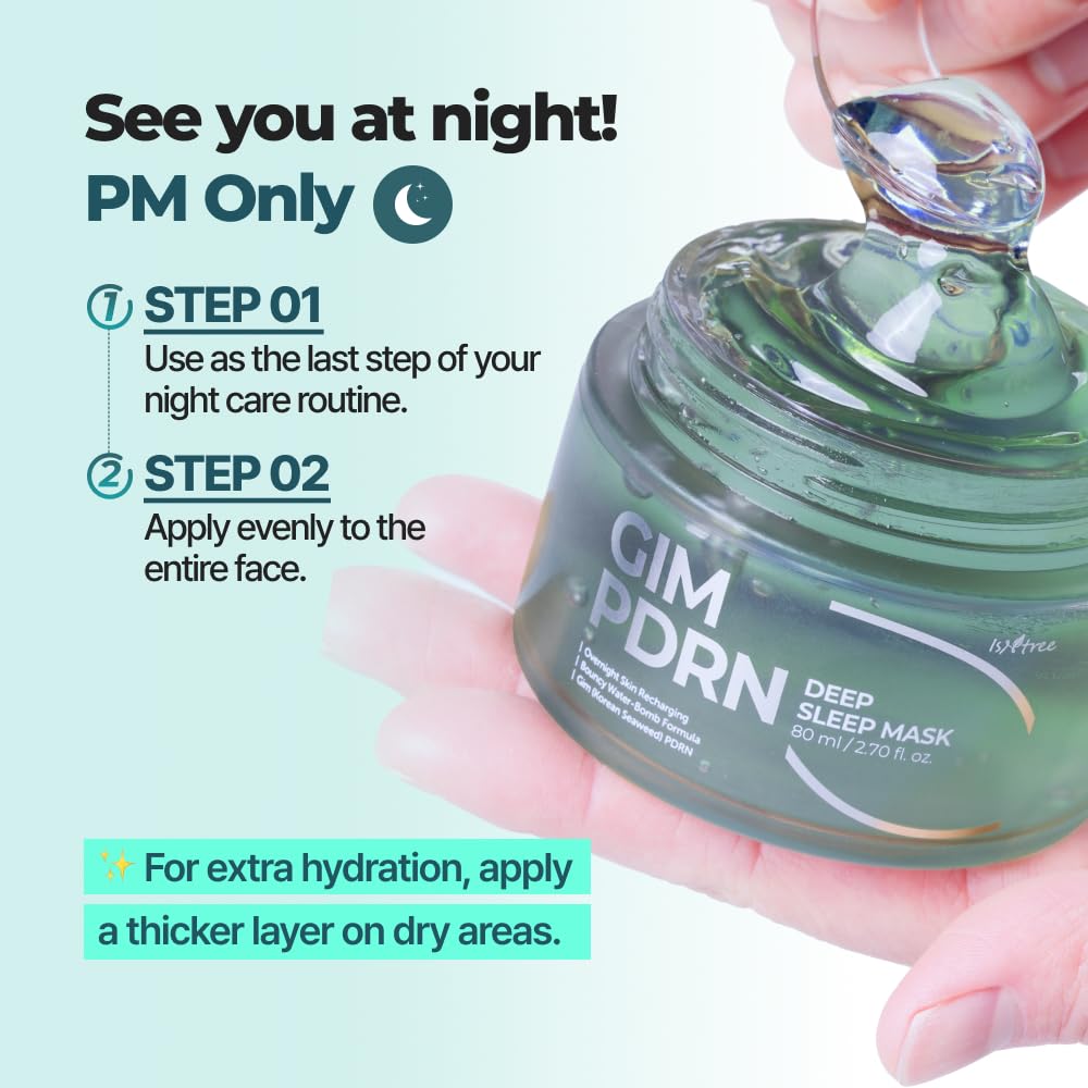 IsNtree Gim PDRN Deep Sleep Mask overnight glow potential after use.