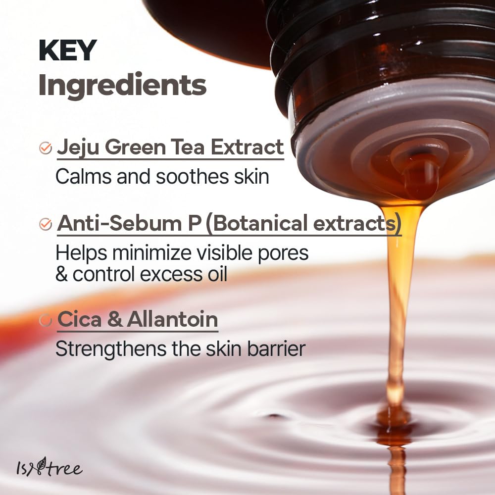 ISNTREE Green Tea Fresh Toner demo illustrating pore appearance reduction