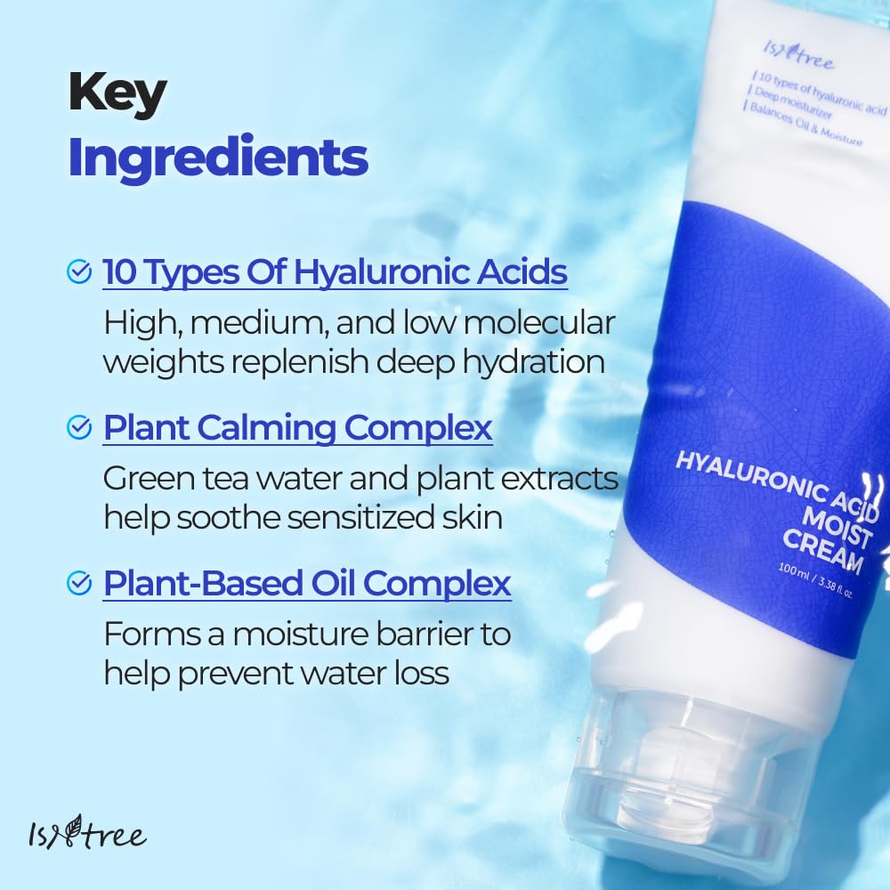 ISNTREE Hyaluronic Acid Moist Cream in routine use for daily hydration.