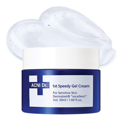 ISOI ACNI Dr. 1st Speedy Gel Cream jar closeup for oil-control hydration.