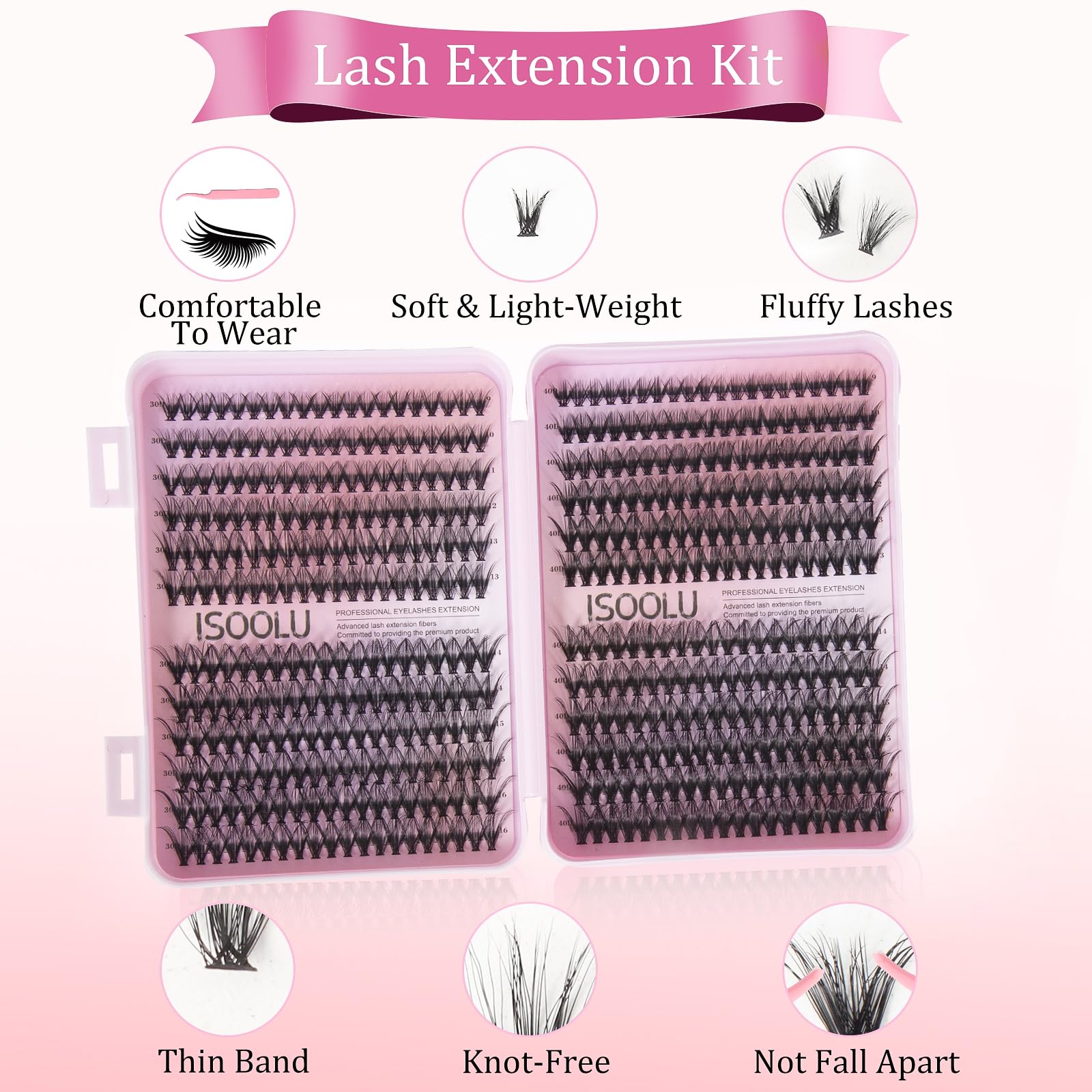 ISOOLU Lash Bond and Seal demonstrates long-wear, waterproof hold for clusters
