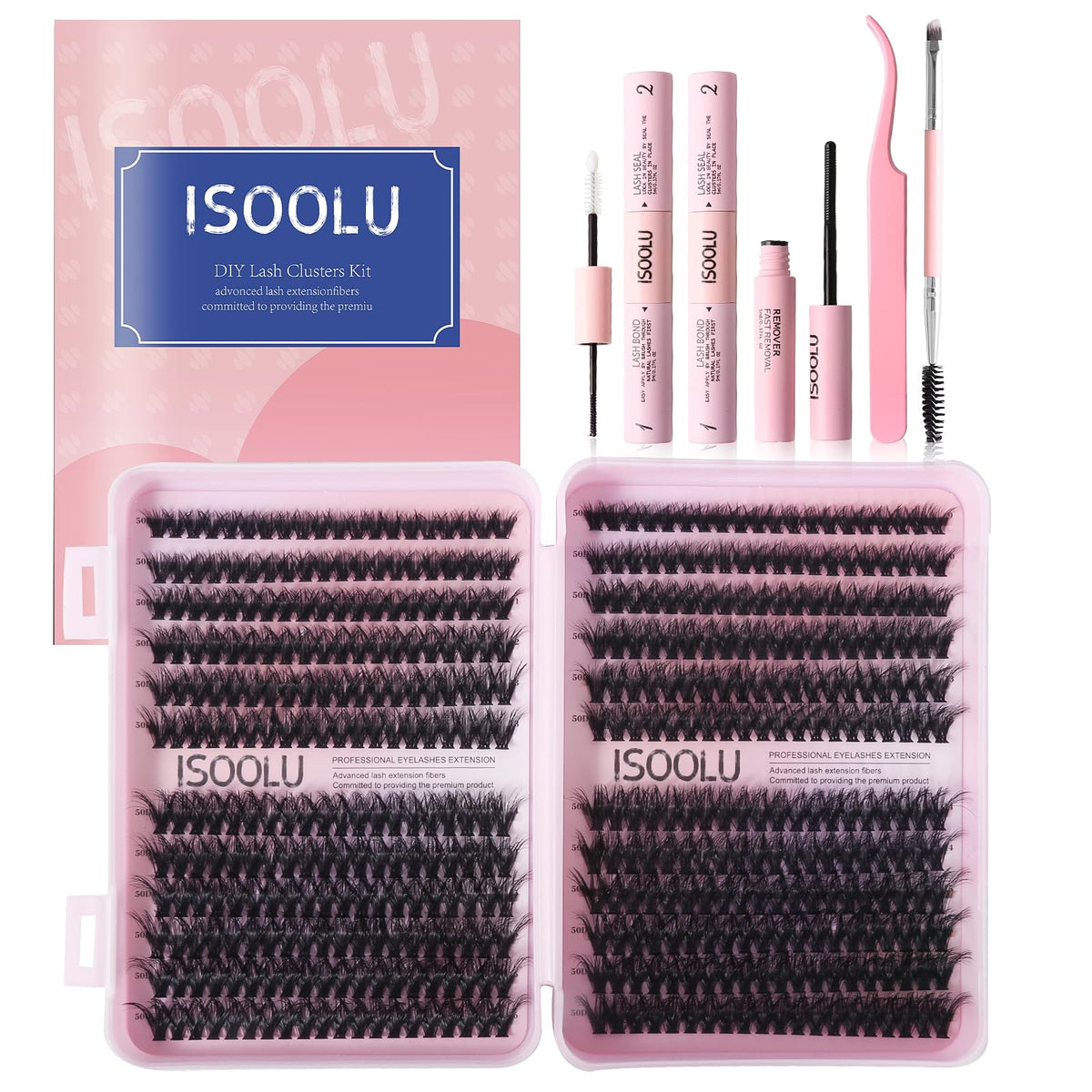 ISOOLU Fairy Lash Clusters kit for easy at-home lash styling and long-lasting wear.